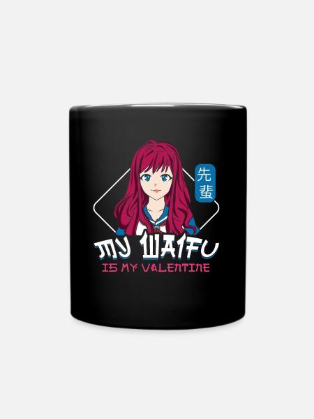 Waifu Anime Valentines Hearts Day Valentines - Tasse einfarbig - Schwarz