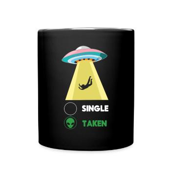 Funny Alien Abduction Hearts Day Valentines - Tasse einfarbig - Schwarz - Vorne