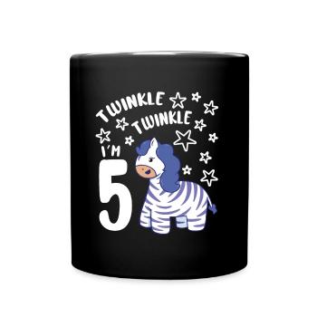 Five 5yr 5th Zebra Birthday Girl 5 Years Old Gift - Full Colour Mug - black - Front