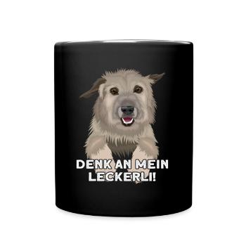 Denk An Mein Leckerli Hund - Tasse einfarbig - Schwarz - Vorne