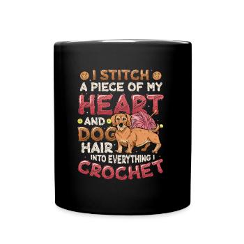 Stitch A Piece Of My Heart And Dog Hair Dog Mom - Full Colour Mug - black - Front