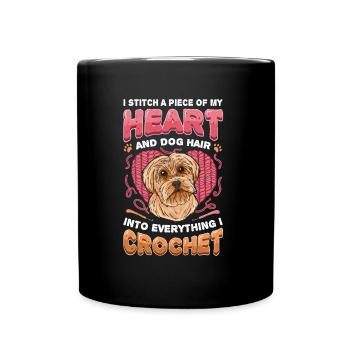 Stitch A Piece Of My Heart And Dog Hair Dog Mom - Full Colour Mug - black - Front