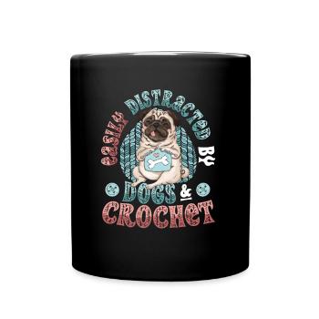 Facilement distrait par les chiens et le crochet - Mug uni - noir - Devant