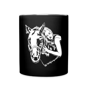 Mädchen Pferdeliebhaber, Pferdebesitzer, Reitgeschenk - Tasse einfarbig - Schwarz - Vorne