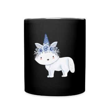 Cute arctic fox - Full Colour Mug - black - Front
