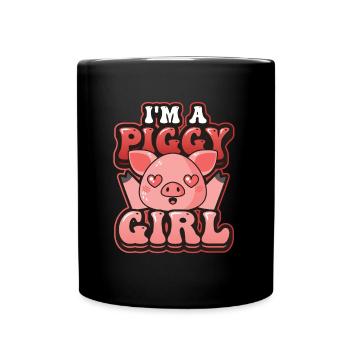 Im A Piggy Girl, Schweineliebhaber - Tasse einfarbig - Schwarz - Vorne