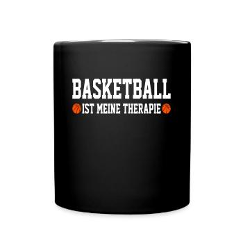 Basketball ist Therapie Lustiger Basketball Spruch - Tasse einfarbig - Schwarz - Vorne