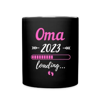 Oma 2023 Loading Werdende Oma Schwangerschaft - Tasse einfarbig - Schwarz - Vorne