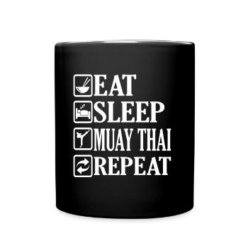 Eat Sleep Muay Thai Repeat Gift Idea - Mug uni - noir - Devant