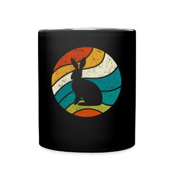 Retro Vintage Hase Kaninchen - Tasse einfarbig - Schwarz - Vorne