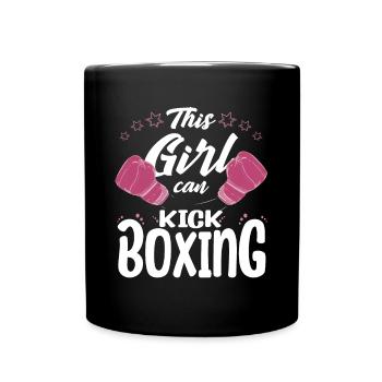 Girl Can Kickboxing Boxing Gloves Gift Idea - Tasse einfarbig - Schwarz - Vorne