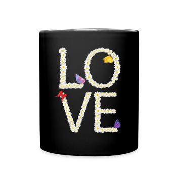Love Daisy Butterfly Femmes Fleurs - Mug uni - noir - Devant