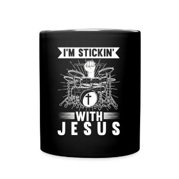 Religious drummer Christian musician - Full Colour Mug - black - Front