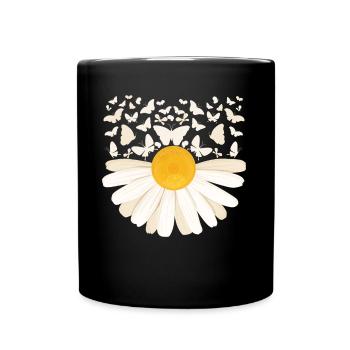 Daisies Butterflies Flower Women - Full Colour Mug - black - Front