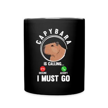 Lustiges Capybara Humorvolle Tierliebe - Tasse einfarbig - Schwarz - Vorne