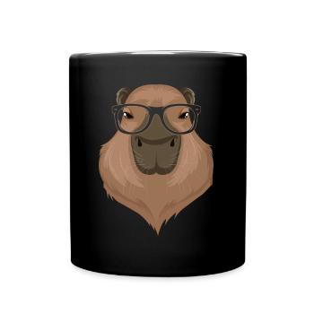 Capybara Mama Papa Nagetier Tier Nerd - Tasse einfarbig - Schwarz - Vorne