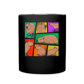 Capybara Pop Art Colorful Rodent Animal Love - Full Colour Mug - black - Front