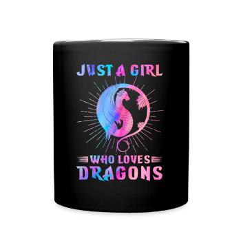Colorful Dragon Lover Medieval Girl - Full Colour Mug - black - Front