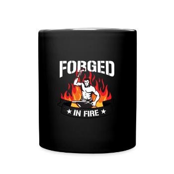 Blacksmithing Forged In Fire Forging Gift Idea - Full Colour Mug - black - Front