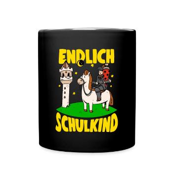 Ritter Schultüte Schulkind Junge Einschulung Idee - Tasse einfarbig - Schwarz - Vorne