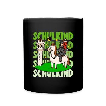 Einschulung Junge Rakete Schultüte Schulanfänger - Tasse einfarbig - Schwarz - Vorne