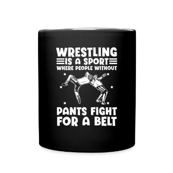 Wrestling Sport Menschen Unterhose Kämpfen Gürtel - Tasse einfarbig - Schwarz - Vorne
