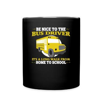Chauffeur de bus Longue distance à la maison Trajets en bus scolaire - Mug uni - noir - Devant
