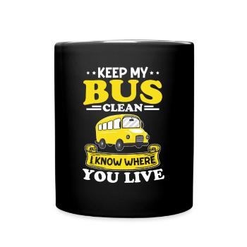 Bus Clean Keep Where to Live Bus Gift - Full Colour Mug - black - Front