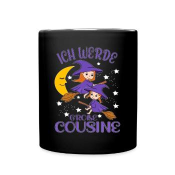 Cousine Ich werde große Cousine Cousinen Hexen - Tasse einfarbig - Schwarz - Vorne