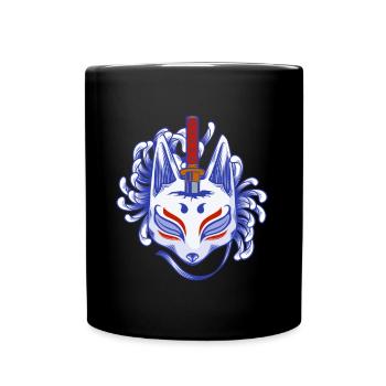 Kitsune Fuchs - Tasse einfarbig - Schwarz - Vorne