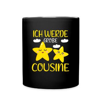 Große Cousine verkünden Sterne Bald Große Cousine - Tasse einfarbig - Schwarz - Vorne