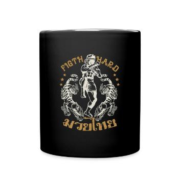 Muay Thai Fight Hard Idée cadeau de combattant traditionnel - Mug uni - noir - Devant