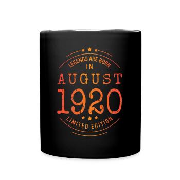 Birthday August 1920 Limited Edition Vintage - Full Colour Mug - black - Front