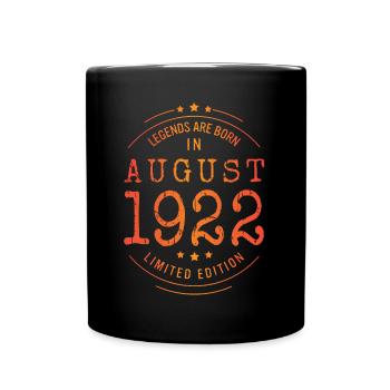 Birthday August 1922 Limited Edition Vintage - Full Colour Mug - black - Front