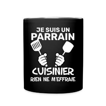 Parrain cuisinier idée Cadeau - Mug uni - noir - Devant