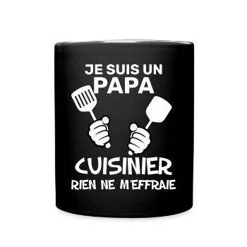 Papa cuisinier Idée Cadeau Papa En Cuisine - Mug uni - noir - Devant