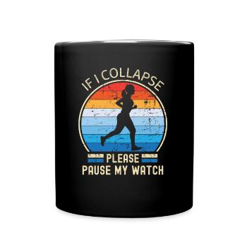 Si je m’effondre s’il vous plaît mettre en pause ma montre les femmes en train de courir - Mug uni - noir - Devant