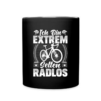 Ich bin selten Radlos Radfahrer - Tasse einfarbig - Schwarz - Vorne