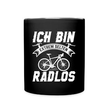 Ich bin selten Radlos - Tasse einfarbig - Schwarz - Vorne