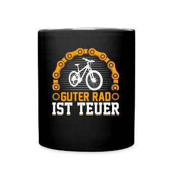 Guter Rad ist teuer Mountainbike - Tasse einfarbig - Schwarz - Vorne