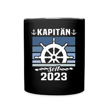 Kapitän 2023 Bootsführerschein Boot - Tasse einfarbig - Schwarz - Vorne