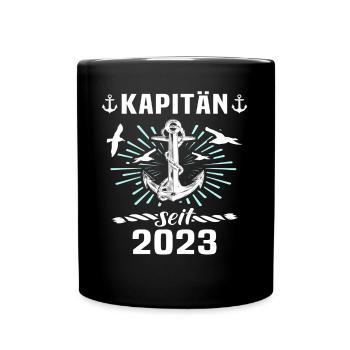 Kapitän 2023 Bootsführerschein Boot - Tasse einfarbig - Schwarz - Vorne