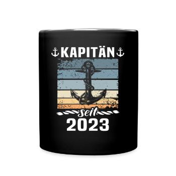 Kapitän 2023 Bootsführerschein Boot - Tasse einfarbig - Schwarz - Vorne