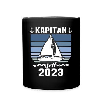 Kapitän 2023 Bootsführerschein Boot - Tasse einfarbig - Schwarz - Vorne