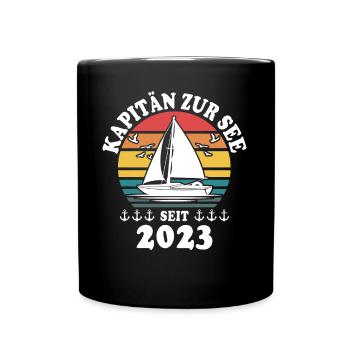 Kapitän 2023 Bootsführerschein Boot - Tasse einfarbig - Schwarz - Vorne