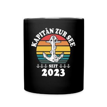 Kapitän Boot Bootsführerschein 2023 - Tasse einfarbig - Schwarz - Vorne