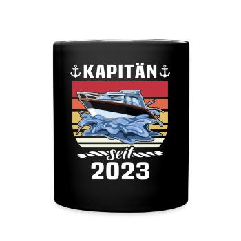 Kapitän Boot Bootsführerschein 2023 - Tasse einfarbig - Schwarz - Vorne