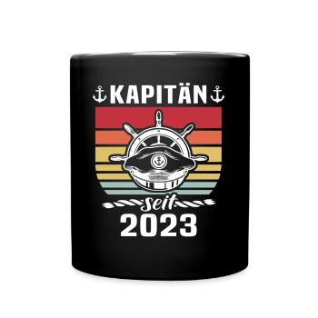 Kapitän Boot Bootsführerschein 2023 - Tasse einfarbig - Schwarz - Vorne