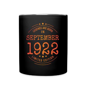 Birthday September 1922 Limited Edition Vintage - Full Colour Mug - black - Front