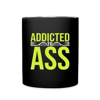 Tennis Dicton accro au cul pour joueur de tennis - Mug uni - noir - Devant